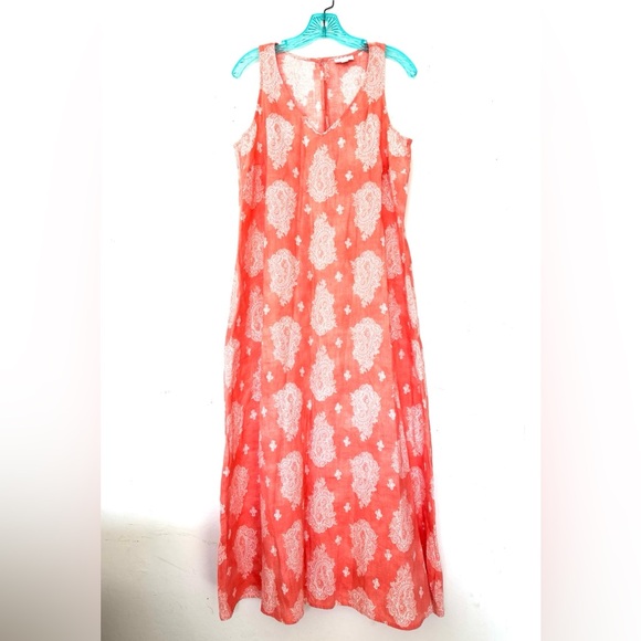 J Jill love linen dress with paisley print 100 percent linen size M - Picture 2 of 5